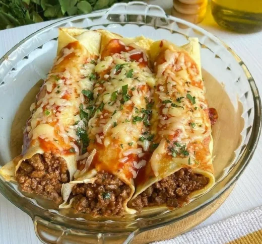 Panquecas Recheadas de Carne Moída