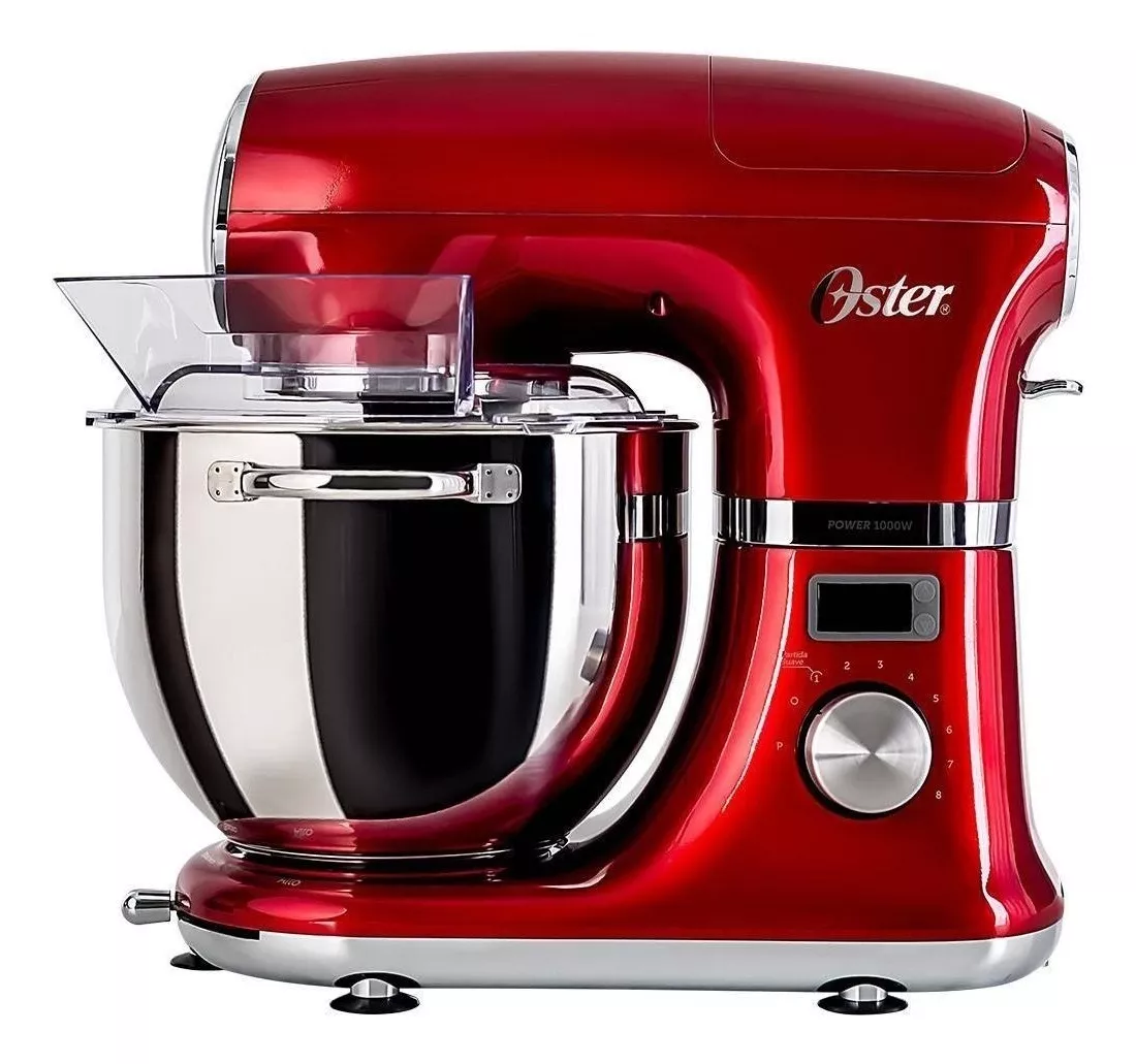 Batedeira Planetária Digital Oster Bowl Inox 5l C/ Pedestal Cor Vermelho 110V