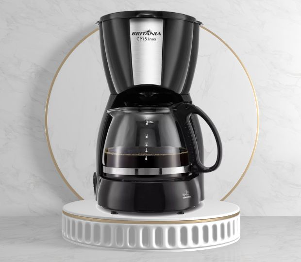 Cafeteira Britânia Cp15 Vidro Preto Com Inox