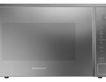 Micro-ondas Brastemp 32 Litros cor cinza espelhado com Menu Gourmet