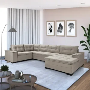 Magalú Sofá de Canto 6 Lugares com Chaise Suede