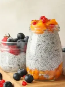 pudim de chia com frutas